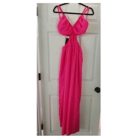 FASHION NOVA Hot Pink Cut Out Maxi Dress - Picture 7 of 10